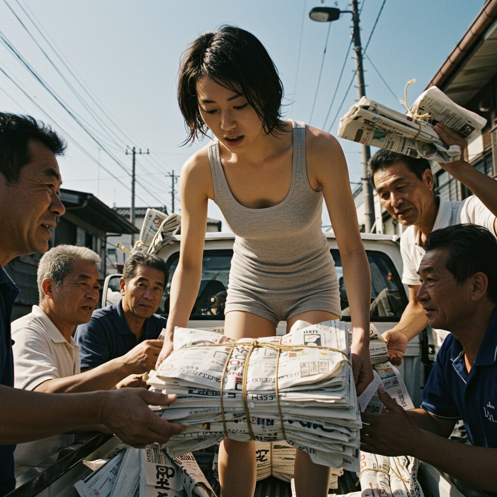 廃品回収をする先生