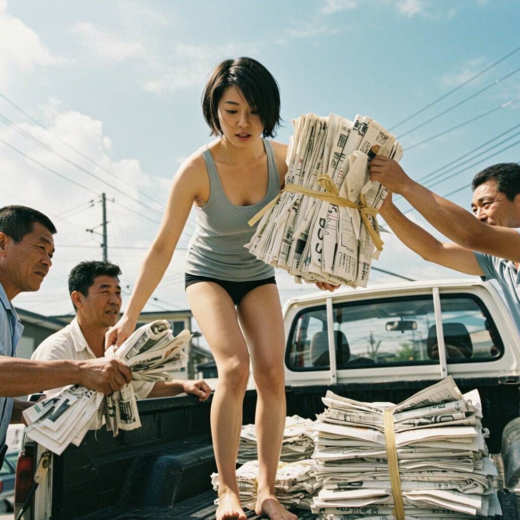 廃品回収をする先生