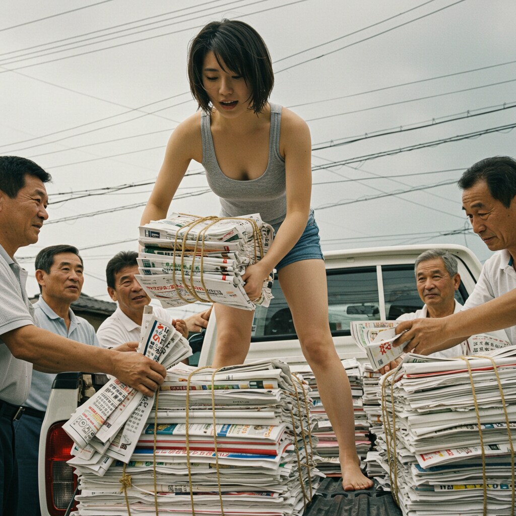 廃品回収をする先生