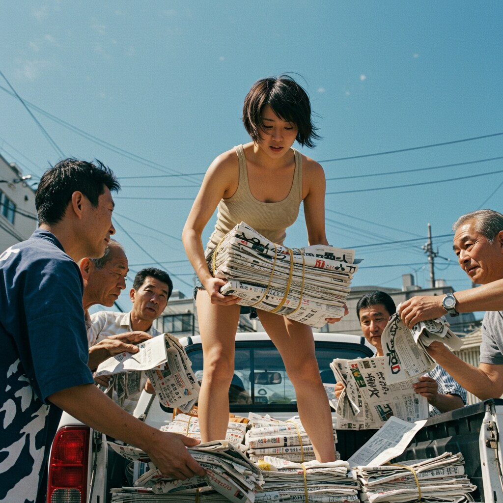 廃品回収をする先生