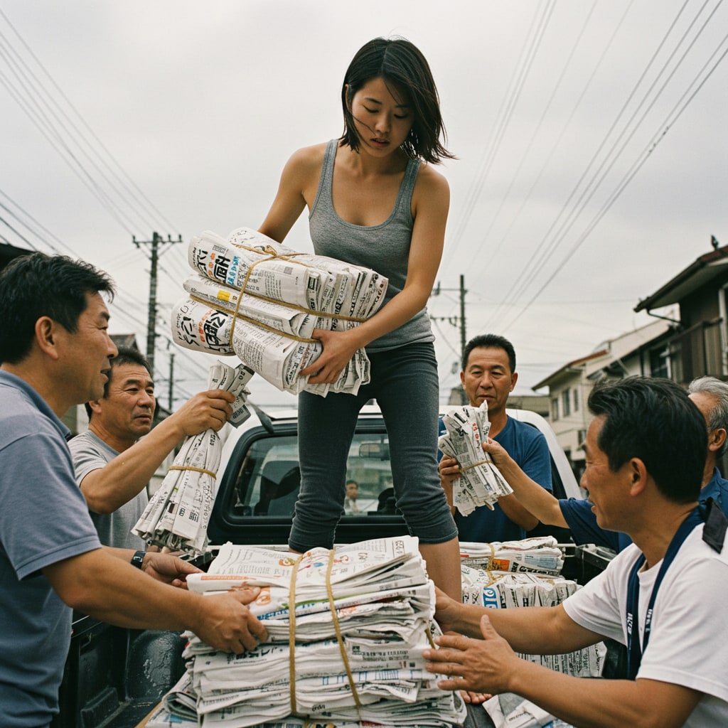 廃品回収をする先生