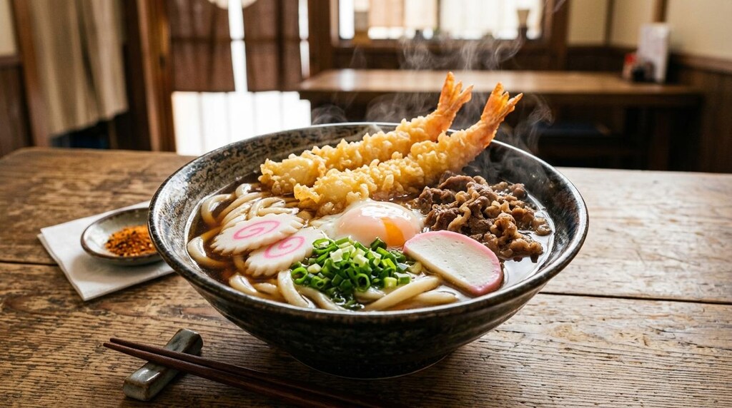 摩訶不思議食堂の天麩羅肉うどん