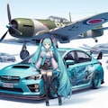初音ミクカラーのWRXと零戦 2枚目