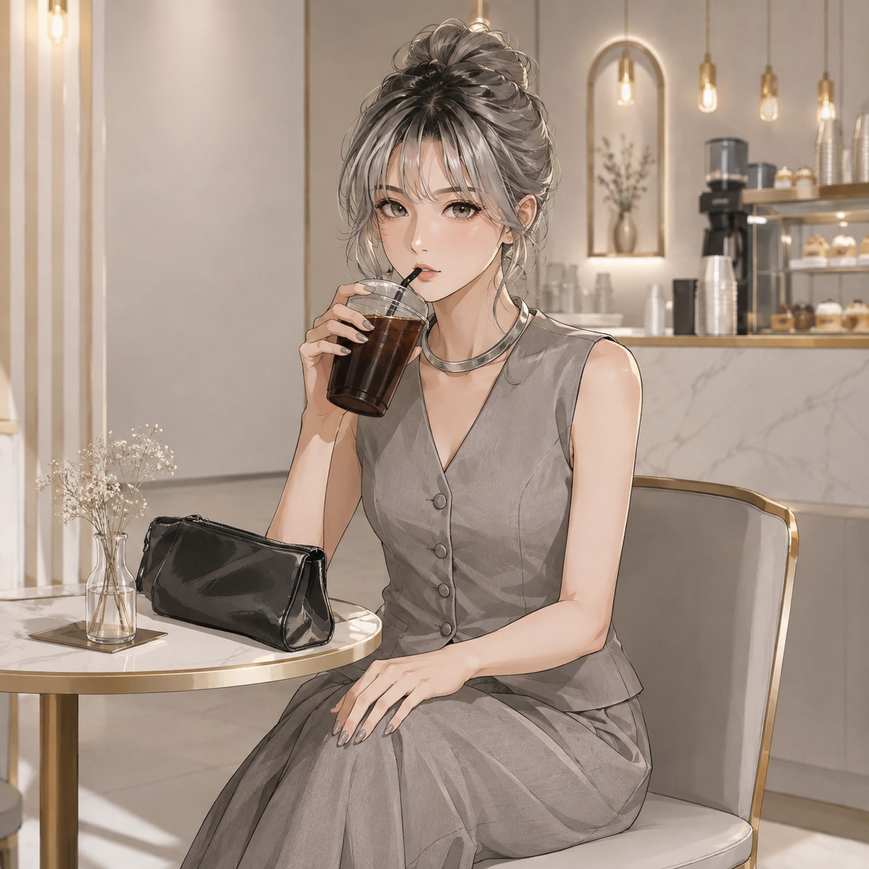 コーヒータイム（レージュちゃん） | の人気AIイラスト・グラビア
