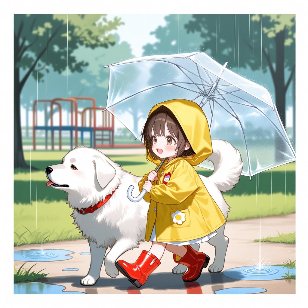 仲良く雨のおさんぽ