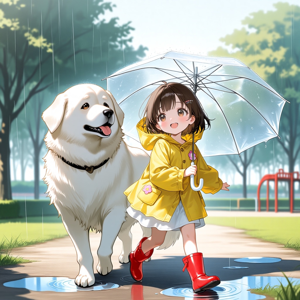 仲良く雨のおさんぽ