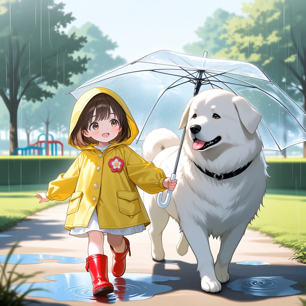 仲良く雨のおさんぽ