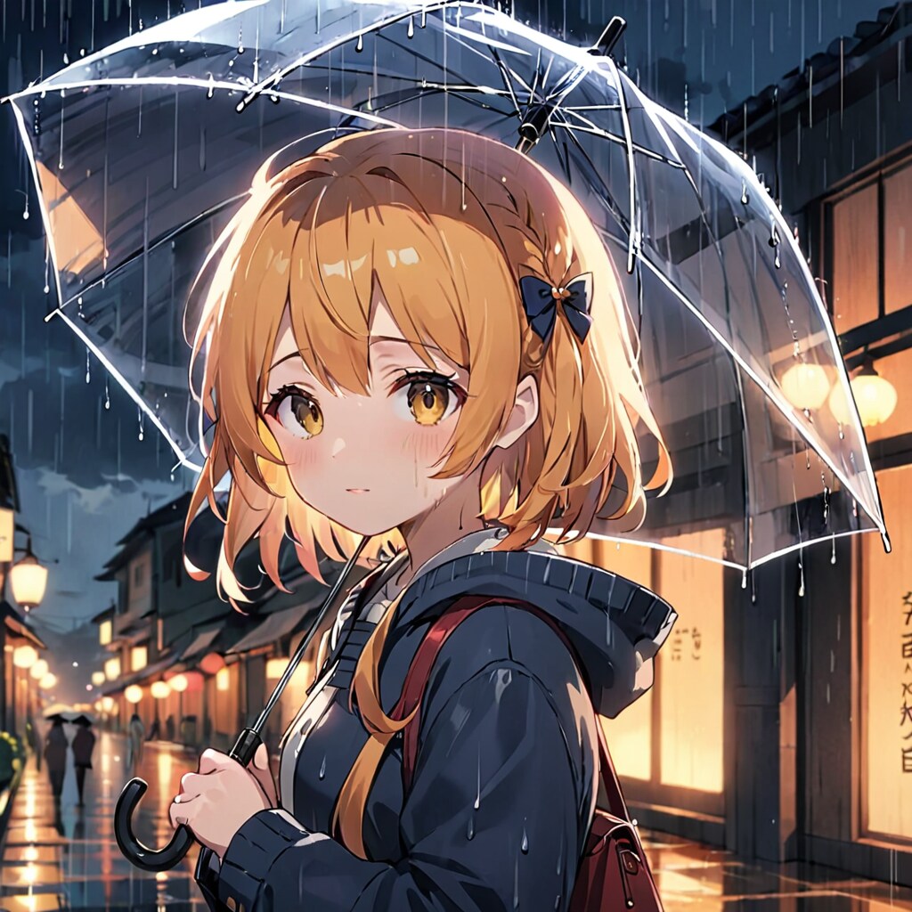 暗い雨の道はきをつけて