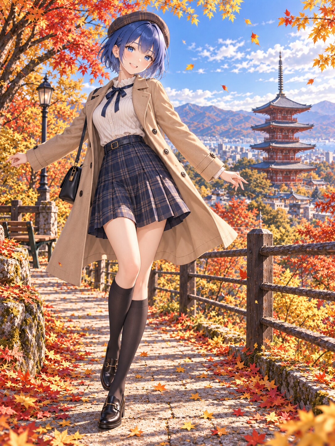丘の上の公園と遠くの仏塔 | の人気AIイラスト・グラビア