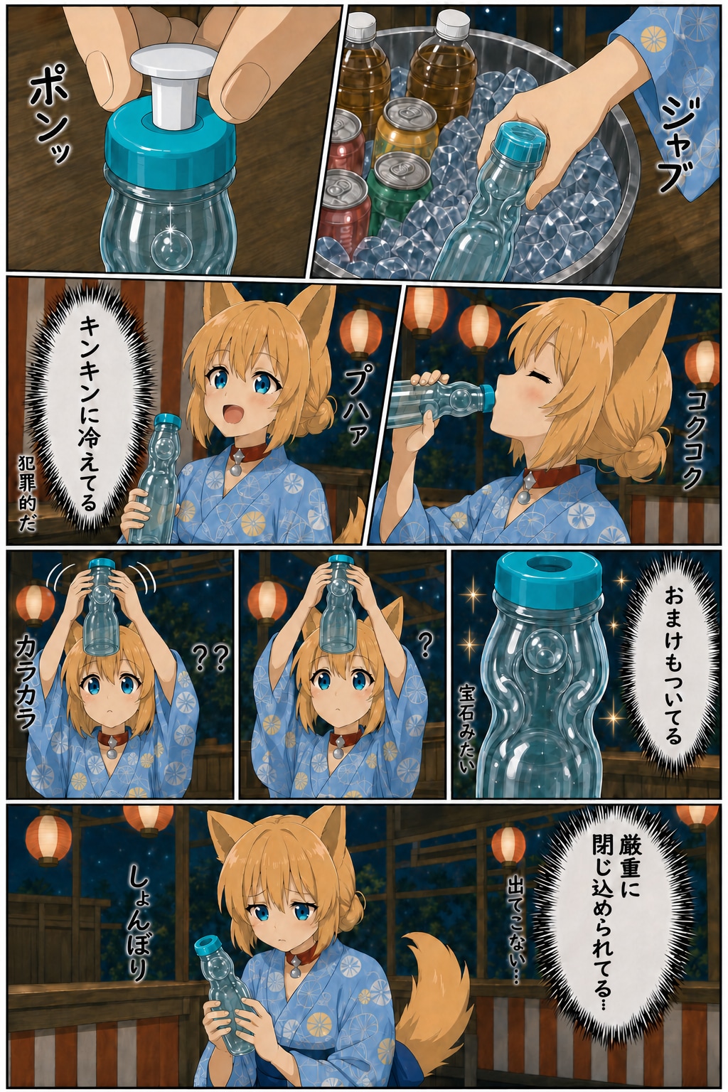ビー玉を取り出したいキツネ