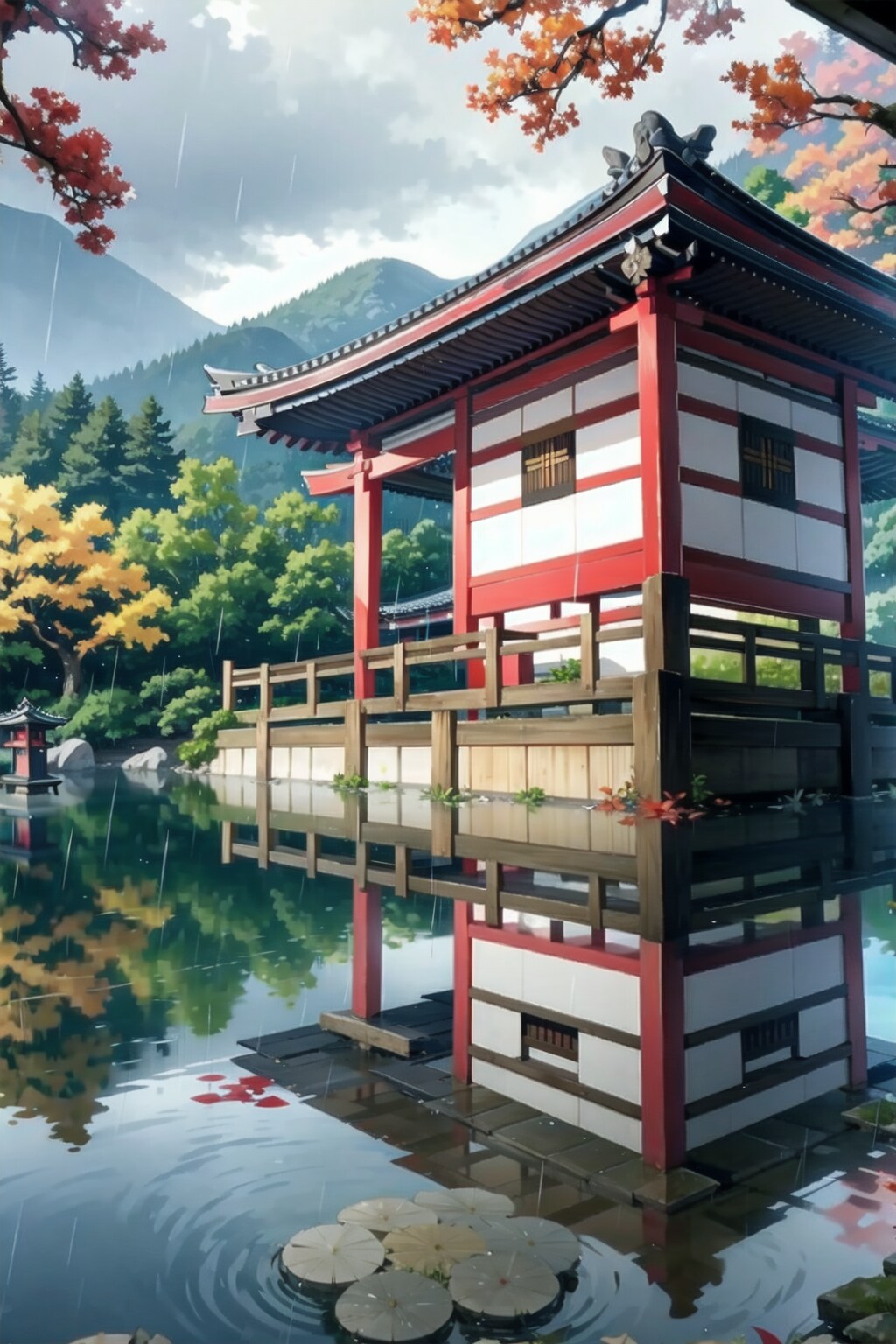 雨の日の境内