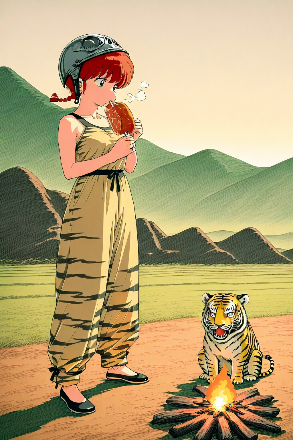 危険！虎の前で肉を食らう4 | の人気AIイラスト・グラビア