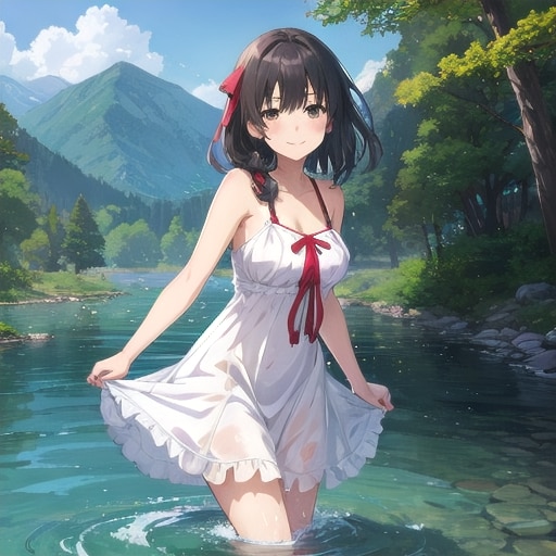水遊び白ワンピ