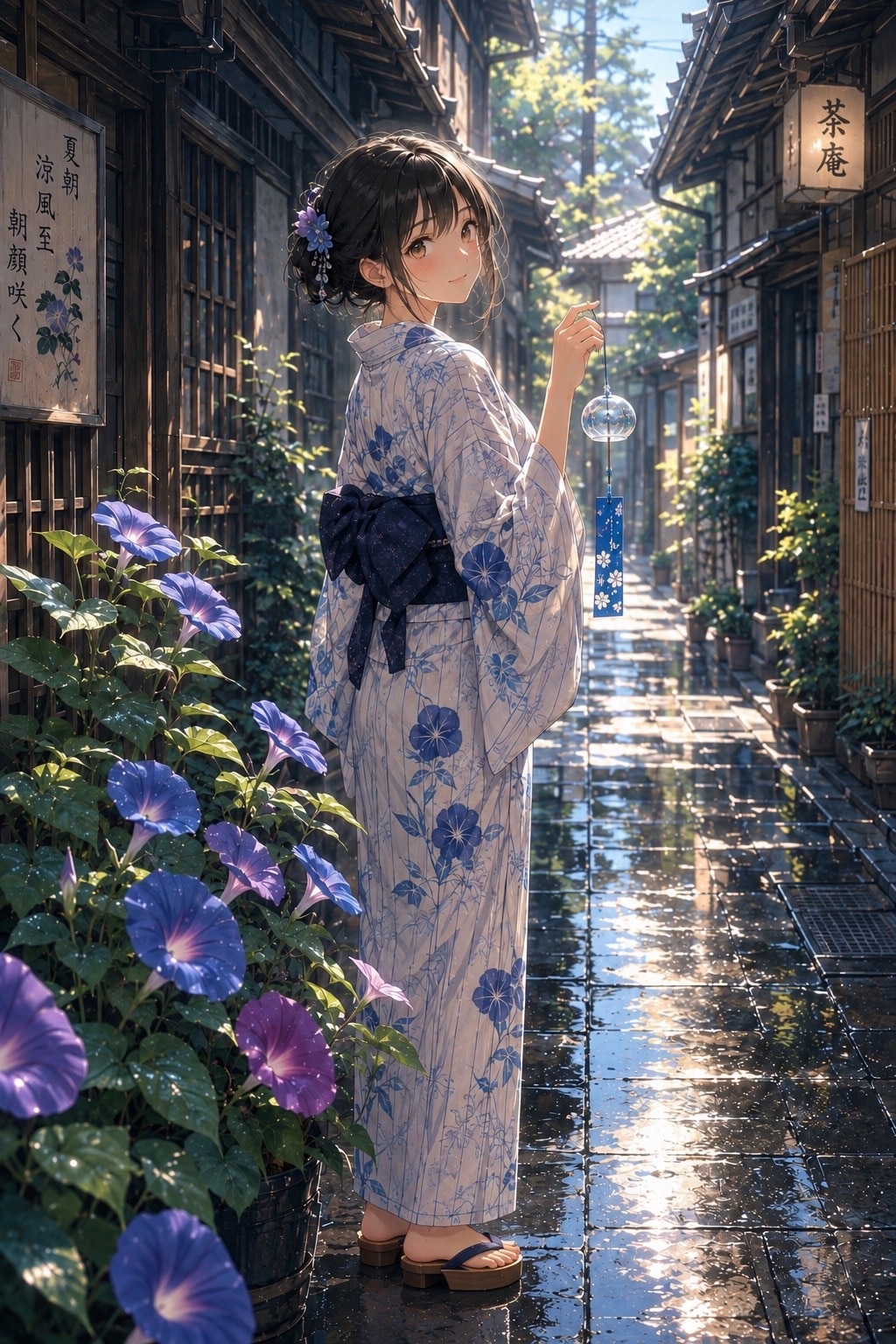 朝顔と夏、風鈴