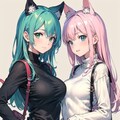 見つめ合う猫耳姉妹🐱🐱 4枚目