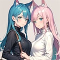 見つめ合う猫耳姉妹🐱🐱 3枚目