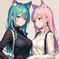 見つめ合う猫耳姉妹🐱🐱 2枚目