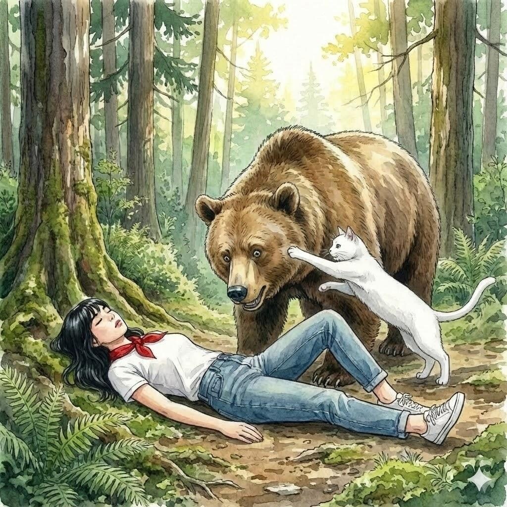 死んだふりをする女性