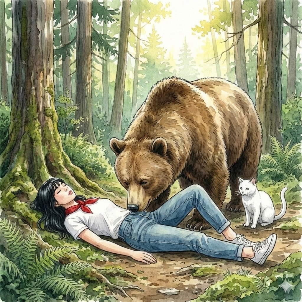 死んだふりをする女性