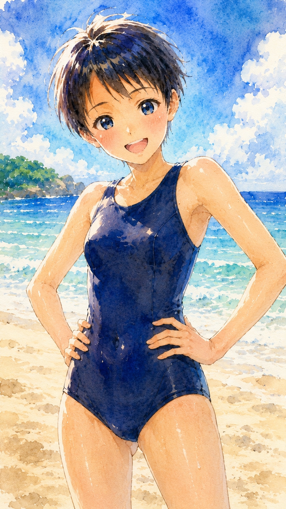 あの島までオレと勝負しようぜ！