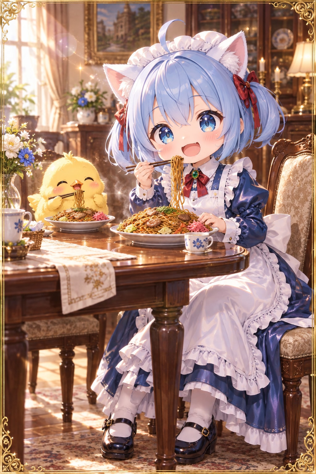 猫耳ちゃんとひよこ
