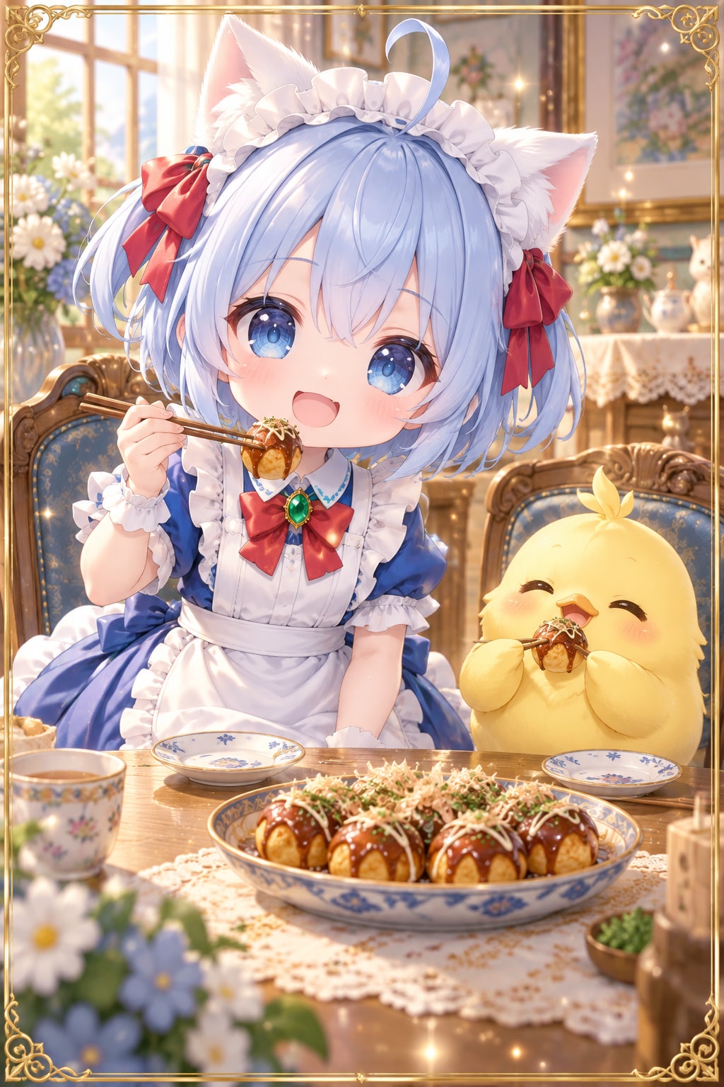 猫耳ちゃんとひよこ | の人気AIイラスト・グラビア