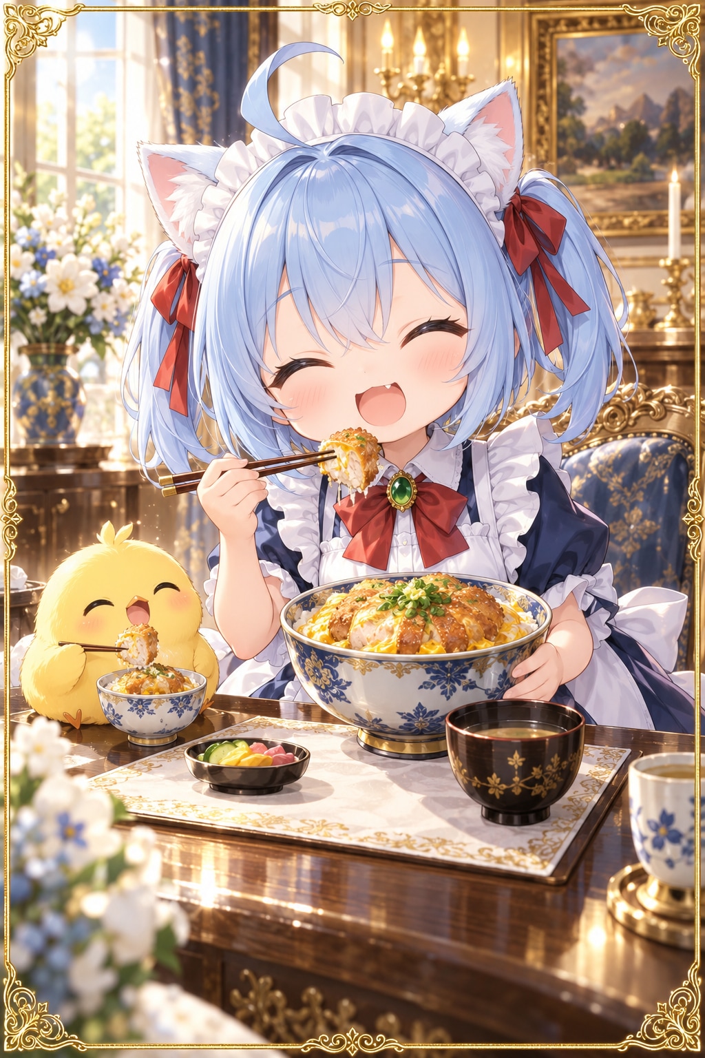 猫耳ちゃんとひよこ