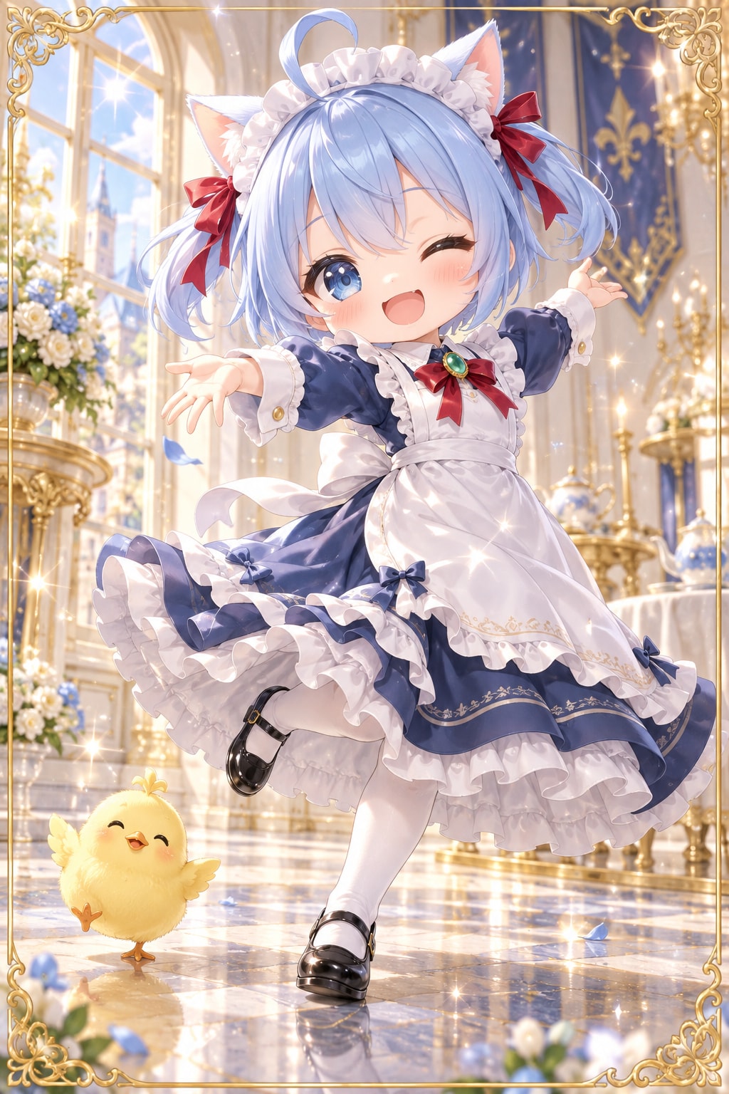 猫耳ちゃんとひよこ