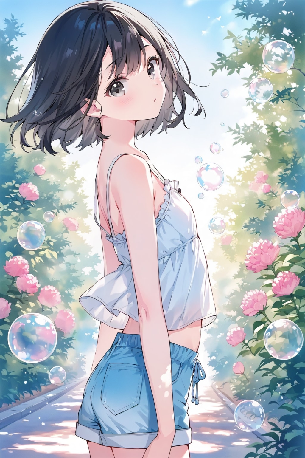 庭とシャボン玉 | の人気AIイラスト・グラビア