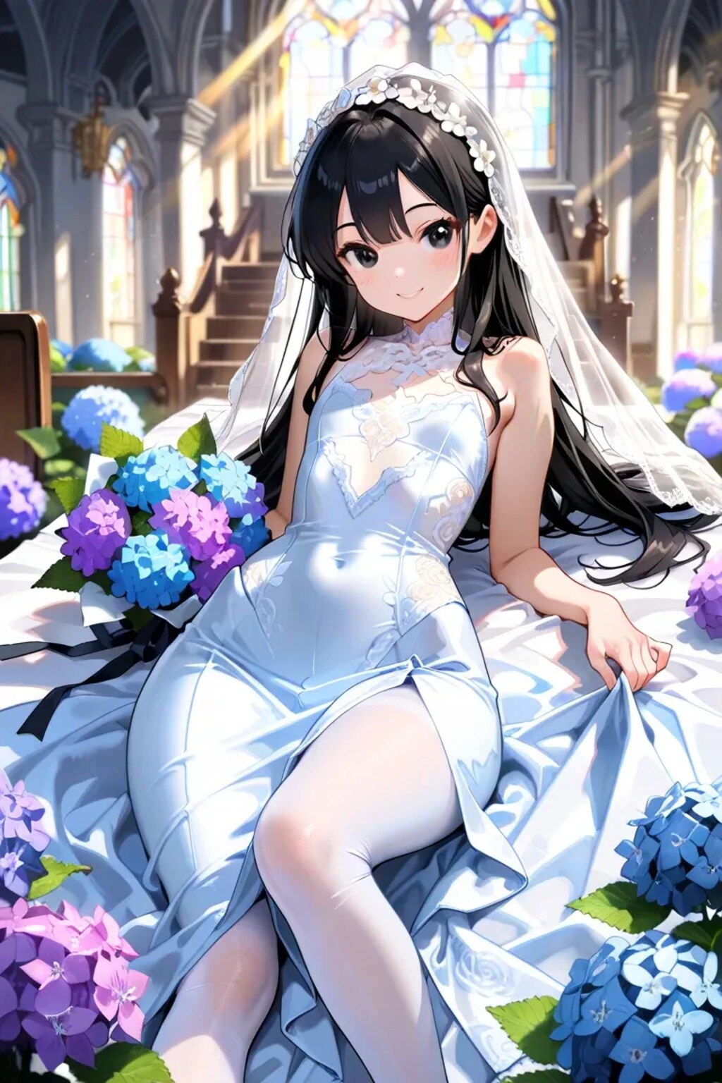 紫陽花と無垢と