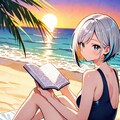 海で読書 2枚目