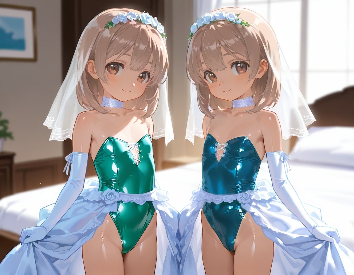 双子のウェディングレオタード