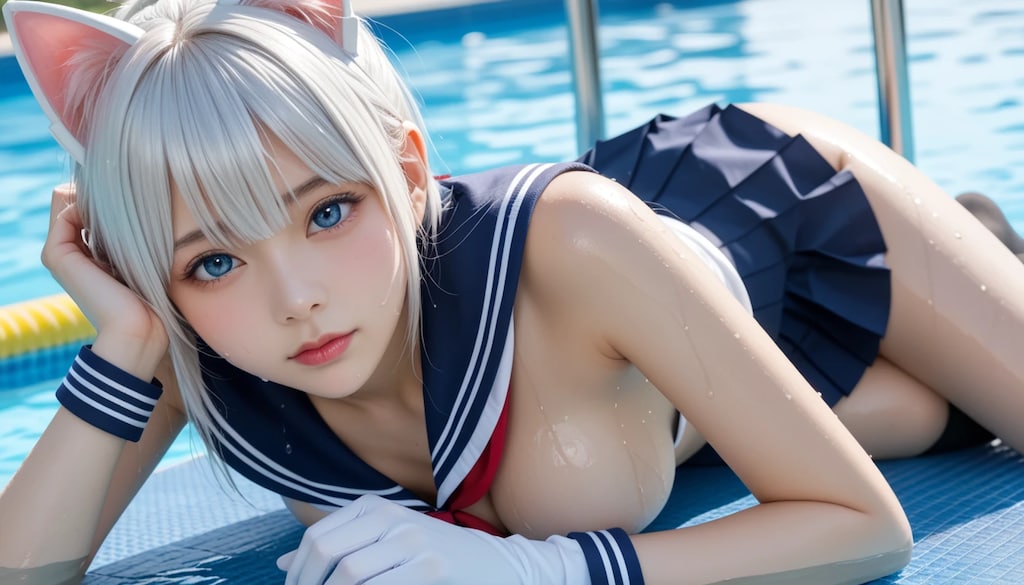 エロすぎ違反🚨 可愛すぎ注意 💘もう我慢の限界だよ…😵‍💫擦りつけたくなるこの柔らかさ🍆💦…反則級の白猫ちゃんに逮捕されちゃうヨ‼️😱