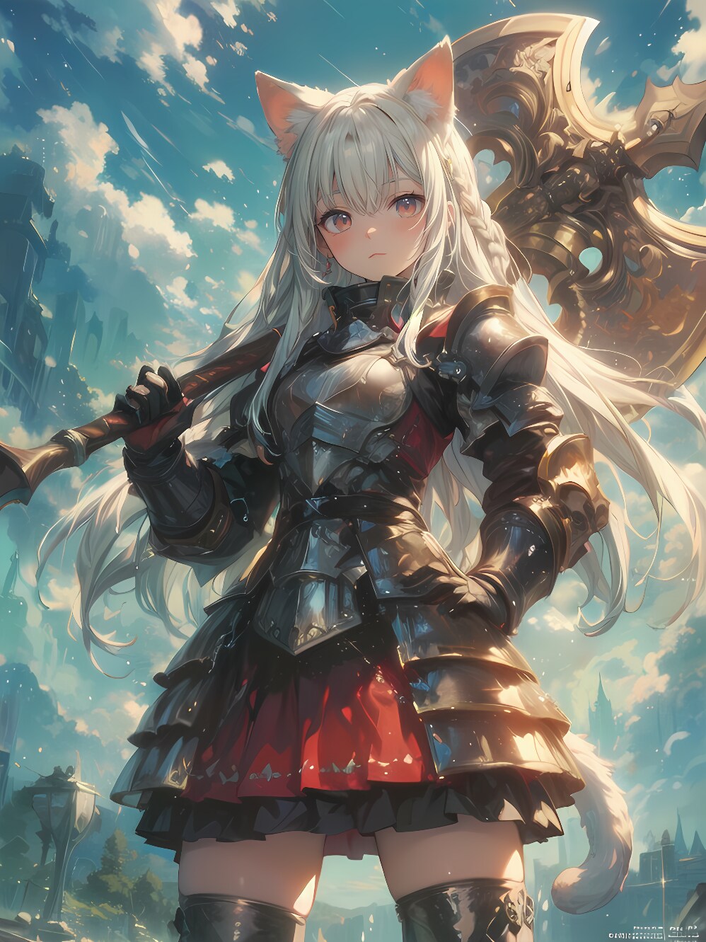 猫耳斧戦士 | の人気AIイラスト・グラビア