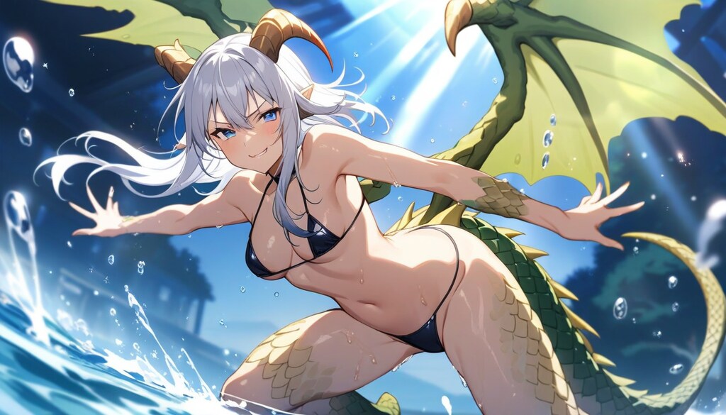 ぶるーあいずほわいとへあーグリーンドラゴン