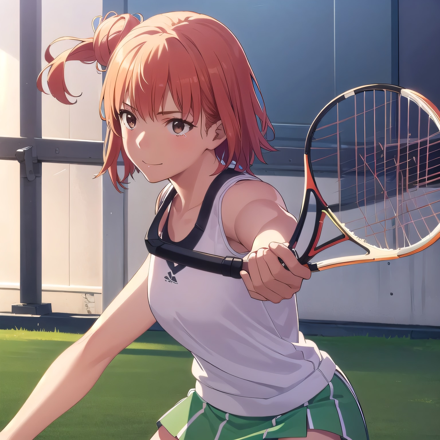 茶髪シニヨンでテニスウェアの少女 | の人気AIイラスト・グラビア