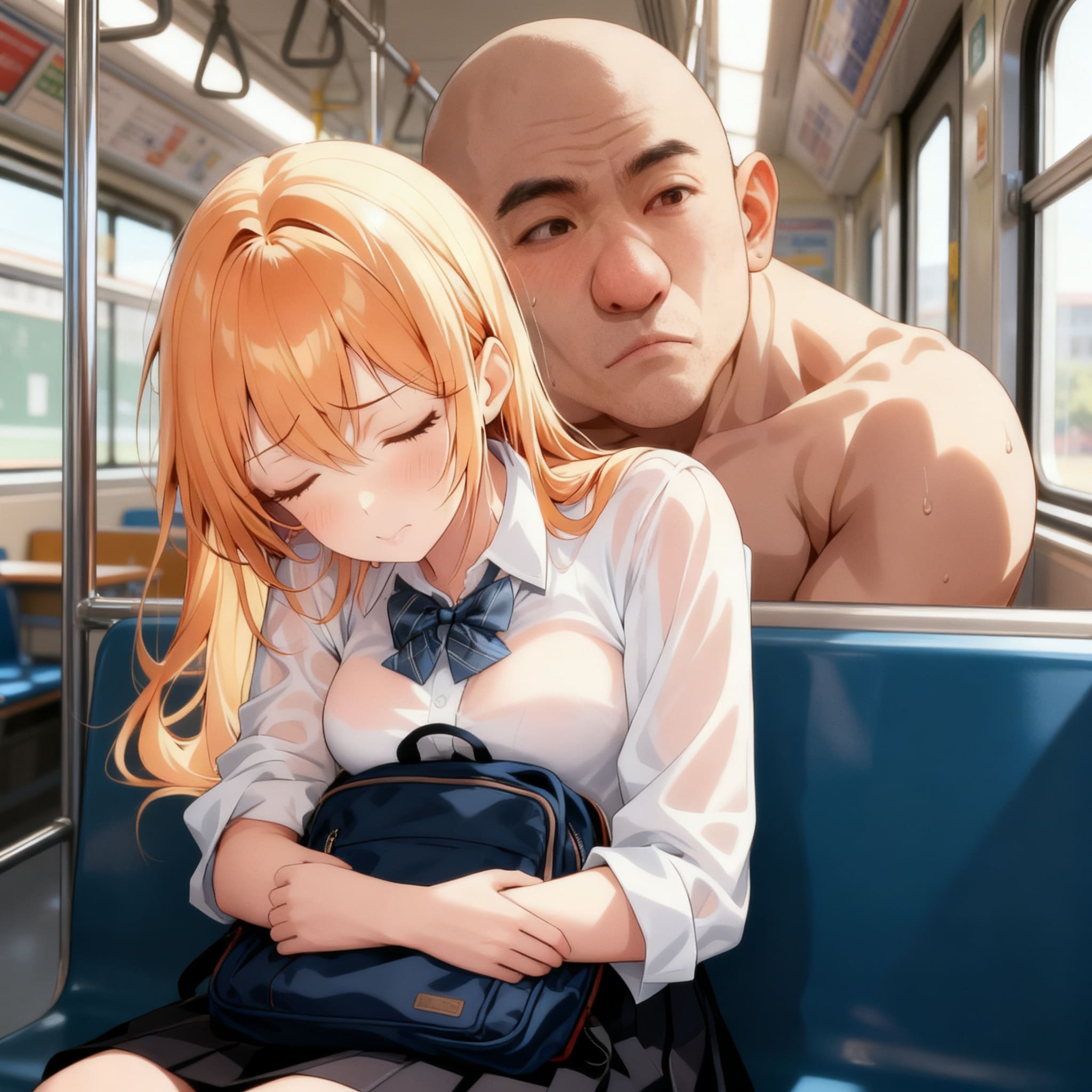 ちょっとウトウトしてたら何か変なおじさんがいる〜💦このまま寝てるふりしてればいいかな？…あれ？私のブラは？