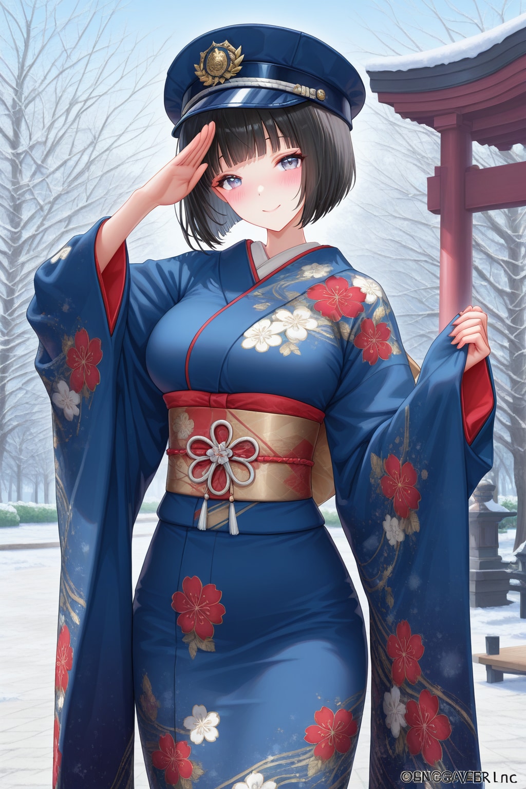 警察官の彼氏に帽子を借りた成人