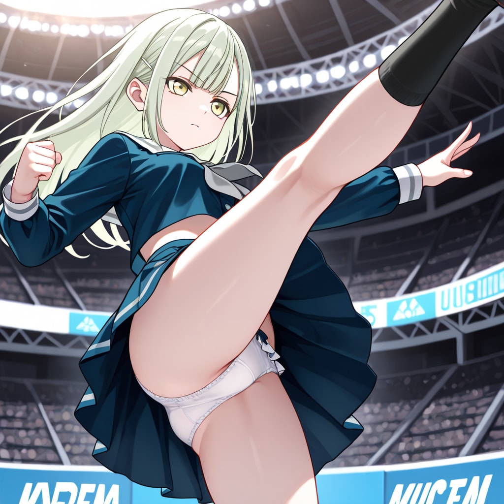 若葉睦がキックしてパンチラ