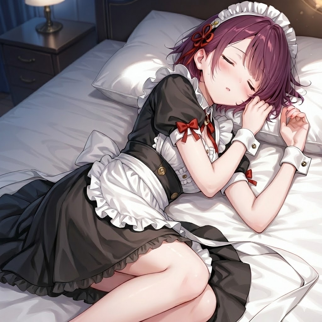 おやすみなさい（挨拶メイドの芽衣ちゃん） | の人気AIイラスト・グラビア