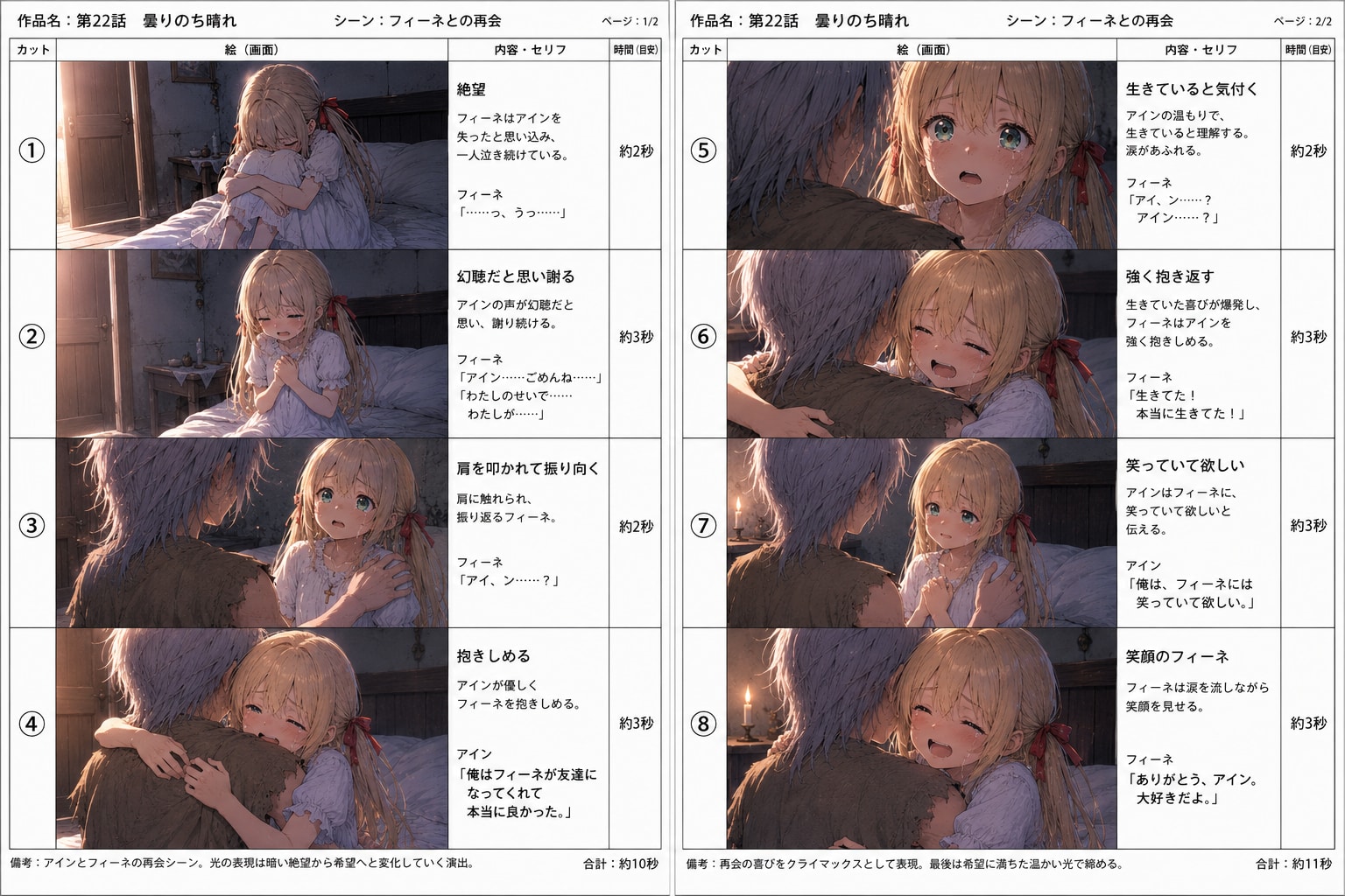 「曇りのち晴れ」―フィーネとアイン、涙の再会 絵コンテ―