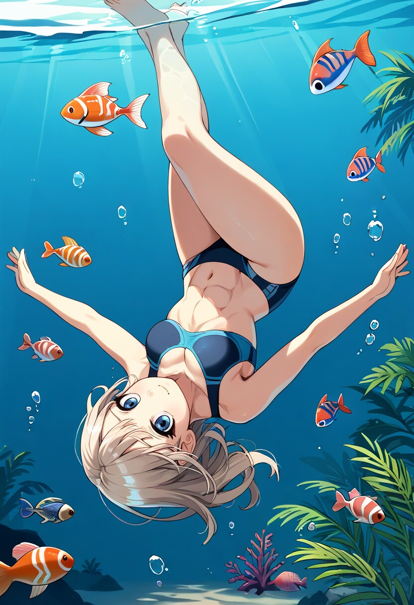 【今日の腹筋】海中遊泳 | の人気AIイラスト・グラビア