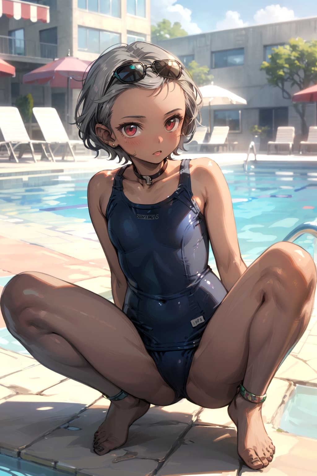 スク水のサングラスっ娘