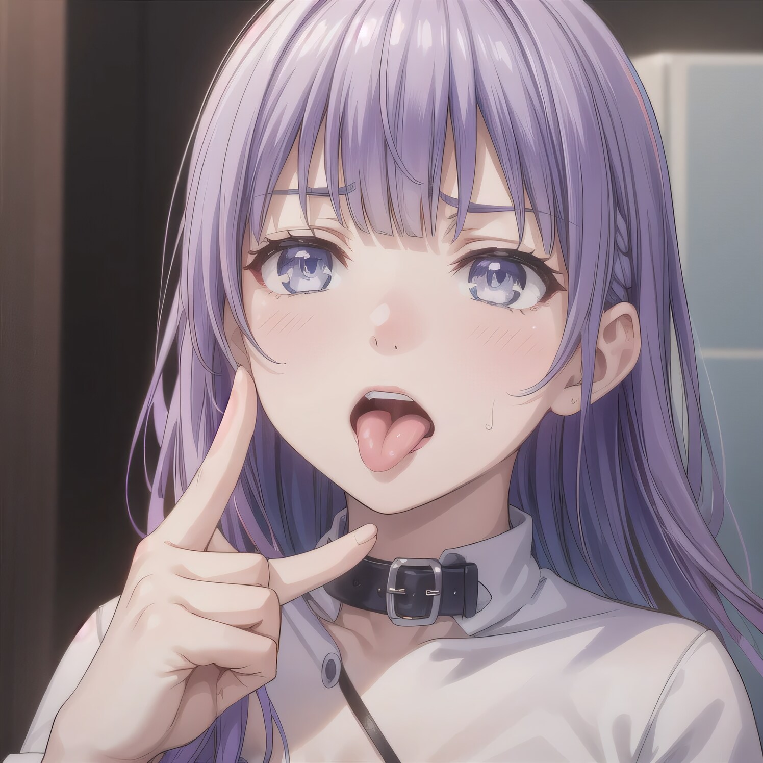 紫髪ロングの舌出し少女 | の人気AIイラスト・グラビア