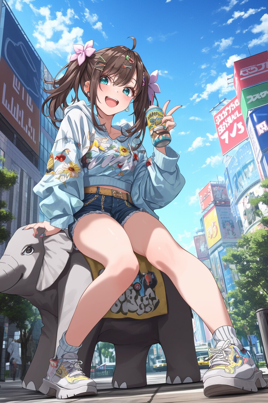 象に乗る渋谷ギャル