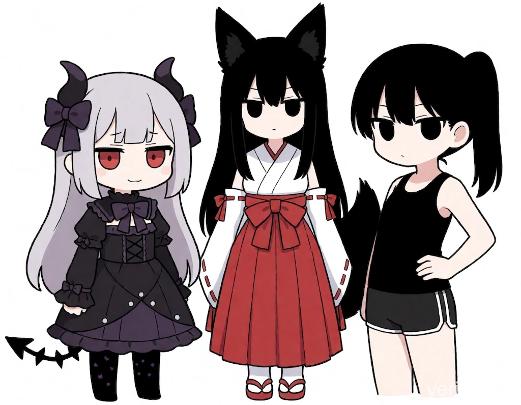 黒の三人娘 描き分けチャレンジ