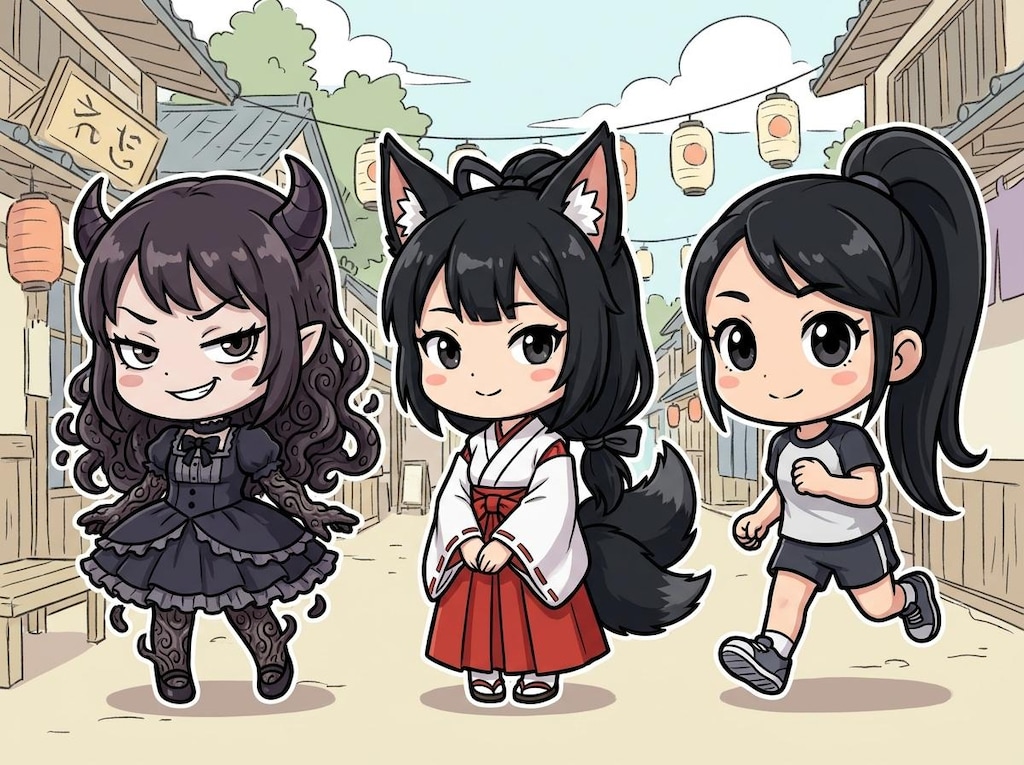 黒の三人娘 描き分けチャレンジ
