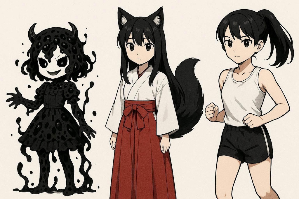 黒の三人娘 描き分けチャレンジ