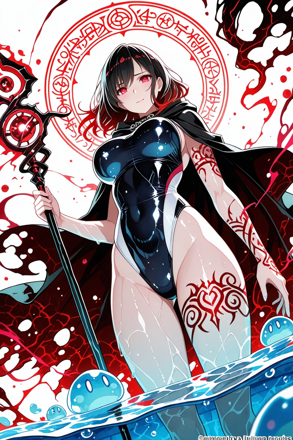 美少女ボスキャラ「呪われし競泳水着の魔女」は絶対♪根はいい娘💕 | chichi-pui（ちちぷい）AIイラスト専用の投稿＆生成サイト