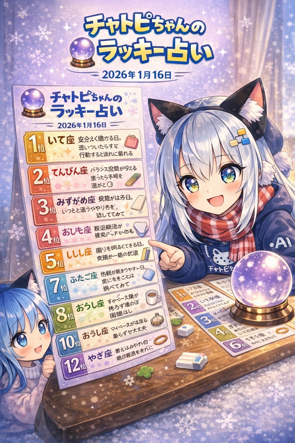 チャトピちゃん占い（01/16）